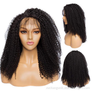 Uniky Kinky Human Hair Wig 180% Density Frontal Wig Cuticle Aligned Raw Hair Vendors Ready To Ship Products Indian Raw Hair